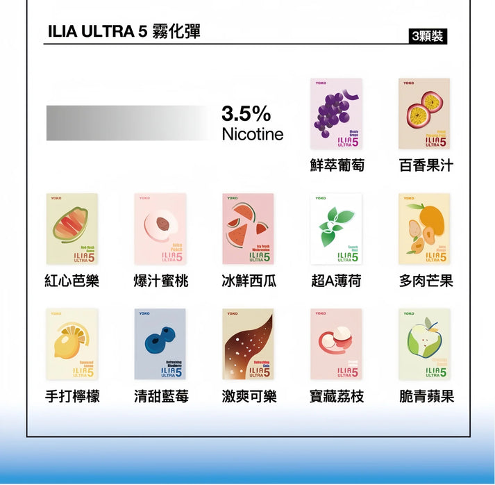 ILIA哩亞UItra5五代煙彈/霧化彈 買四盒贈送一隻主機
